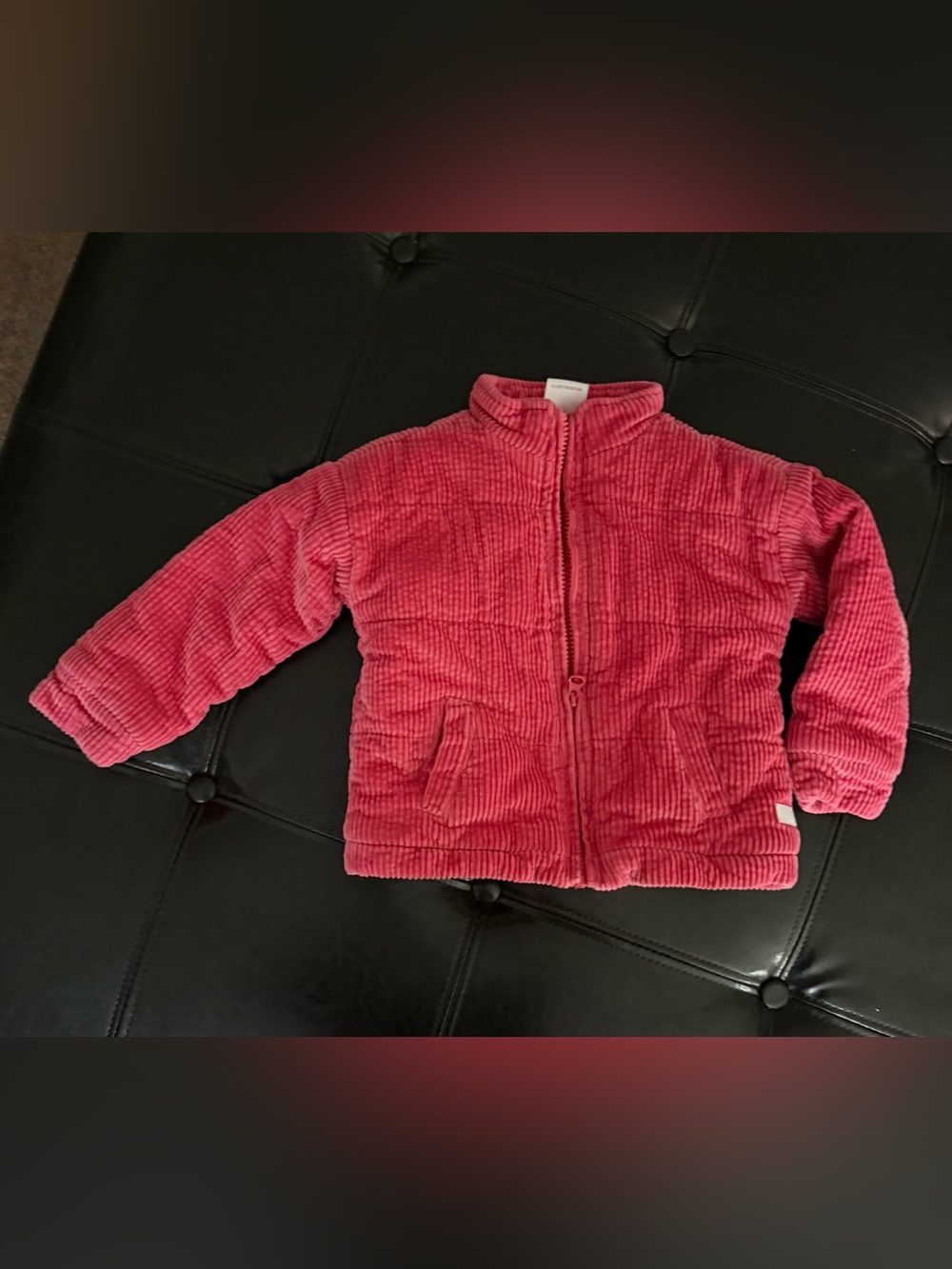 Koala Kids Plush Corduroy Zip Jacket in Bright Pink